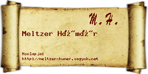 Meltzer Hümér névjegykártya